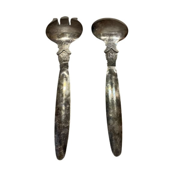Vintage Originals by AL Serving Utensils Salad Used Silver on Copper 2 Piece - Picture 4 of 9